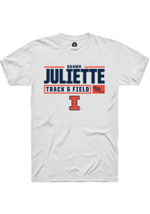 Shawn Juliette White Illinois Fighting Illini NIL Stacked Box Track Short Sleeve T Shirt