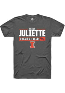 Shawn Juliette Dark Grey Illinois Fighting Illini NIL Stacked Box Track Short Sleeve T Shirt