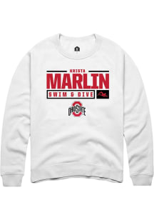 Krista Marlin  Rally Ohio State Buckeyes Mens White NIL Stacked Box Long Sleeve Crew Sweatshirt