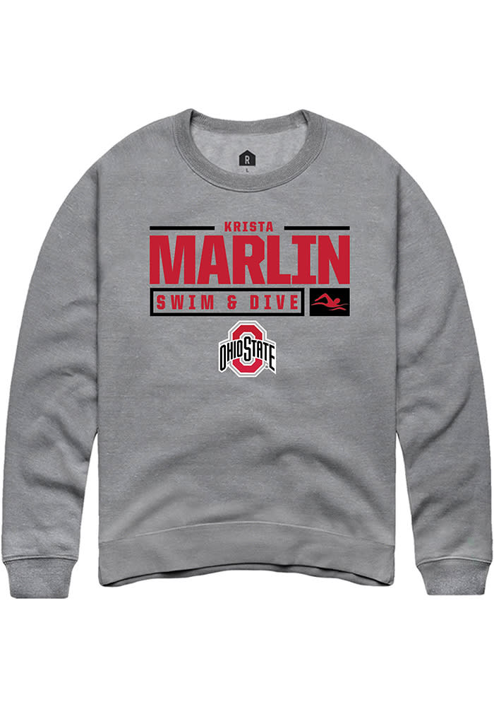 Krista Marlin  Rally Ohio State Buckeyes Mens Graphite NIL Stacked Box Long Sleeve Crew Sweatshi..