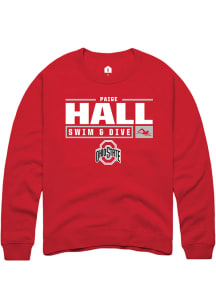 Paige Hall  Rally Ohio State Buckeyes Mens Red NIL Stacked Box Long Sleeve Crew Sweatshirt