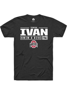 Teresa Ivan  Ohio State Buckeyes Black Rally NIL Stacked Box Short Sleeve T Shirt