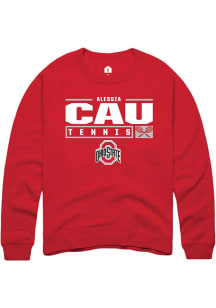 Alessia Cau  Rally Ohio State Buckeyes Mens Red NIL Stacked Box Long Sleeve Crew Sweatshirt