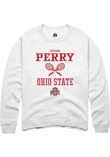 Luciana Perry  Rally Ohio State Buckeyes Mens White NIL Sport Icon Long Sleeve Crew Sweatshirt