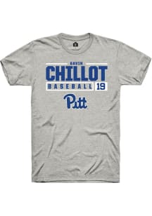 Gavin Chillot Ash Pitt Panthers NIL Stacked Box Short Sleeve T Shirt