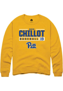 Gavin Chillot Rally Mens Gold Pitt Panthers NIL Stacked Box Crew Sweatshirt