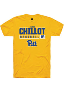 Gavin Chillot Gold Pitt Panthers NIL Stacked Box Short Sleeve T Shirt