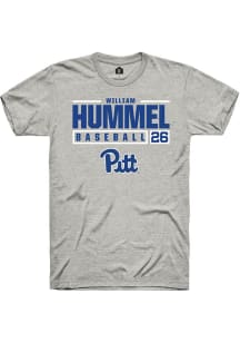 William Hummel Ash Pitt Panthers NIL Stacked Box Short Sleeve T Shirt