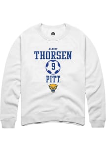 Albert Thorsen Rally Mens White Pitt Panthers NIL Sport Icon Crew Sweatshirt
