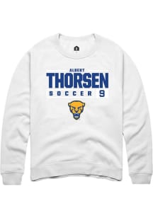 Albert Thorsen Rally Mens White Pitt Panthers NIL Stacked Box Crew Sweatshirt