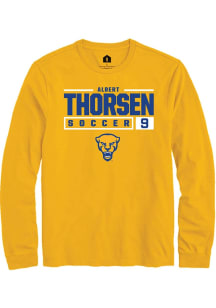 Albert Thorsen Rally Mens Gold Pitt Panthers NIL Stacked Box Tee