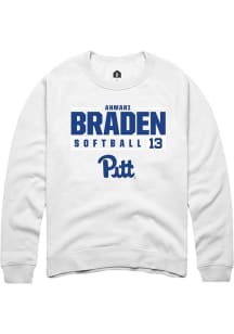 Ahmari Braden Rally Mens White Pitt Panthers NIL Stacked Box Crew Sweatshirt