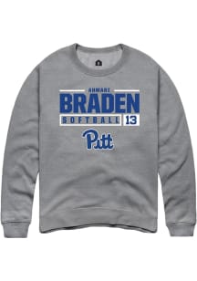 Ahmari Braden Rally Mens Graphite Pitt Panthers NIL Stacked Box Crew Sweatshirt