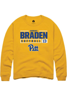 Ahmari Braden Rally Mens Gold Pitt Panthers NIL Stacked Box Crew Sweatshirt