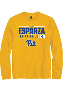 Kk Esparza Rally Mens Gold Pitt Panthers NIL Stacked Box Tee