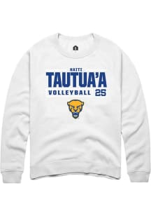 Haiti Tautua’a Rally Mens White Pitt Panthers NIL Stacked Box Crew Sweatshirt