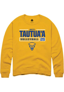 Haiti Tautua’a Rally Mens Gold Pitt Panthers NIL Stacked Box Crew Sweatshirt