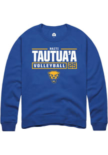 Haiti Tautua’a Rally Mens Blue Pitt Panthers NIL Stacked Box Crew Sweatshirt