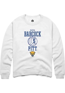 Olivia Babcock Rally Mens White Pitt Panthers NIL Sport Icon Crew Sweatshirt