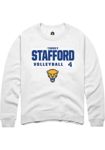 Torrey Stafford Rally Mens White Pitt Panthers NIL Stacked Box Crew Sweatshirt