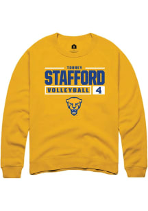 Torrey Stafford Rally Mens Gold Pitt Panthers NIL Stacked Box Crew Sweatshirt