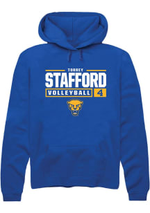 Torrey Stafford Rally Mens Blue Pitt Panthers NIL Stacked Box Hooded Sweatshirt