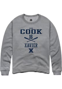 Aiden Cook  Rally Xavier Musketeers Mens Graphite NIL Sport Icon Long Sleeve Crew Sweatshirt