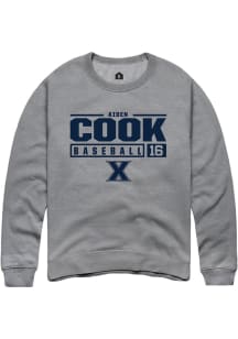 Aiden Cook  Rally Xavier Musketeers Mens Graphite NIL Stacked Box Long Sleeve Crew Sweatshirt