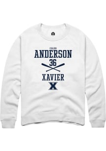 Caleb Anderson  Rally Xavier Musketeers Mens White NIL Sport Icon Long Sleeve Crew Sweatshirt