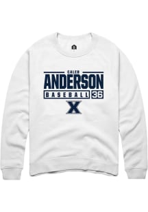 Caleb Anderson  Rally Xavier Musketeers Mens White NIL Stacked Box Long Sleeve Crew Sweatshirt