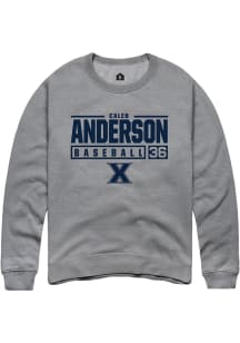 Caleb Anderson  Rally Xavier Musketeers Mens Graphite NIL Stacked Box Long Sleeve Crew Sweatshir..