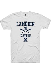 Jake Lambdin  Xavier Musketeers White Rally NIL Sport Icon Short Sleeve T Shirt