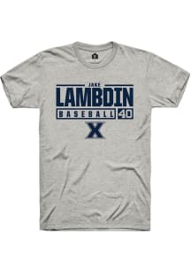 Jake Lambdin  Xavier Musketeers Ash Rally NIL Stacked Box Short Sleeve T Shirt