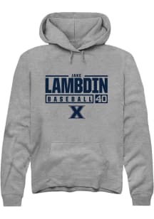 Jake Lambdin  Rally Xavier Musketeers Mens Graphite NIL Stacked Box Long Sleeve Hoodie