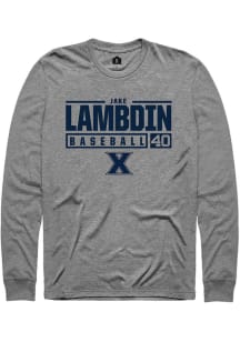 Jake Lambdin  Xavier Musketeers Graphite Rally NIL Stacked Box Long Sleeve T Shirt