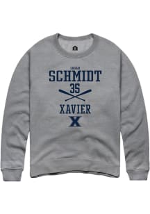 Logan Schmidt  Rally Xavier Musketeers Mens Graphite NIL Sport Icon Long Sleeve Crew Sweatshirt