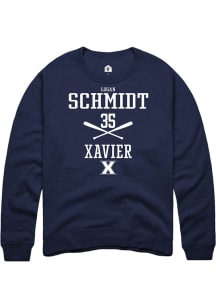 Logan Schmidt  Rally Xavier Musketeers Mens Navy Blue NIL Sport Icon Long Sleeve Crew Sweatshirt