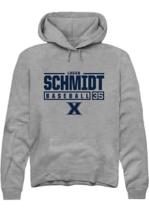 Logan Schmidt  Rally Xavier Musketeers Mens Graphite NIL Stacked Box Long Sleeve Hoodie