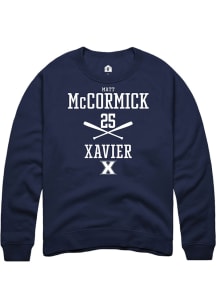 Matt McCormick  Rally Xavier Musketeers Mens Navy Blue NIL Sport Icon Long Sleeve Crew Sweatshir..