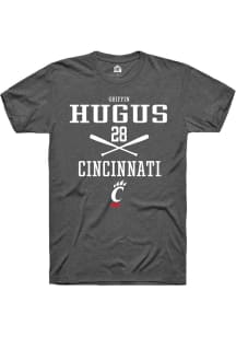 Griffin Hugus  Cincinnati Bearcats Dark Grey Rally NIL Sport Icon Short Sleeve T Shirt