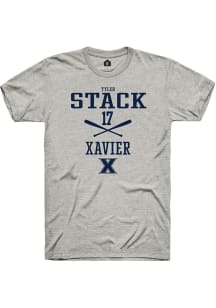 Tyler Stack  Xavier Musketeers Ash Rally NIL Sport Icon Short Sleeve T Shirt