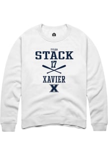 Tyler Stack  Rally Xavier Musketeers Mens White NIL Sport Icon Long Sleeve Crew Sweatshirt