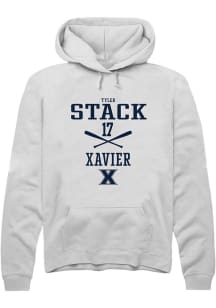 Tyler Stack  Rally Xavier Musketeers Mens White NIL Sport Icon Long Sleeve Hoodie