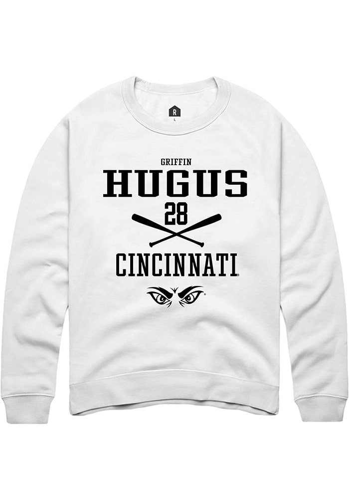 Griffin Hugus Rally Cincinnati Bearcats Mens White NIL Sport Icon Long Sleeve Crew Sweatshirt