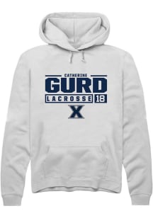 Catherine Gurd  Rally Xavier Musketeers Mens White NIL Stacked Box Long Sleeve Hoodie