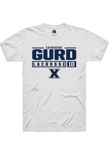 Catherine Gurd  Xavier Musketeers White Rally NIL Stacked Box Short Sleeve T Shirt