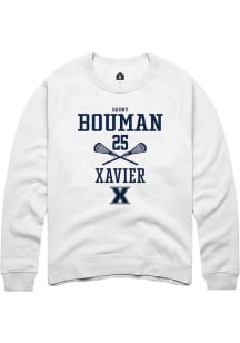 Gabby Bouman  Rally Xavier Musketeers Mens White NIL Sport Icon Long Sleeve Crew Sweatshirt