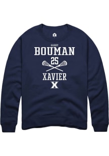 Gabby Bouman  Rally Xavier Musketeers Mens Navy Blue NIL Sport Icon Long Sleeve Crew Sweatshirt