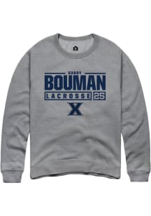 Gabby Bouman  Rally Xavier Musketeers Mens Graphite NIL Stacked Box Long Sleeve Crew Sweatshirt