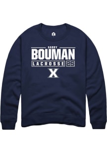 Gabby Bouman  Rally Xavier Musketeers Mens Navy Blue NIL Stacked Box Long Sleeve Crew Sweatshirt